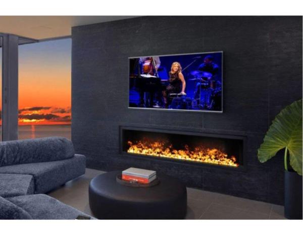 3D atomizing fireplace, flame imitation, width 1250 mm, depth 227 mm 7 colours