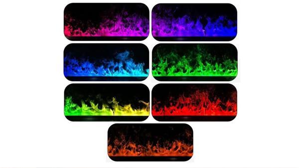 3D atomizing fireplace, flame imitation, width 1250 mm, depth 225 mm 7 colours