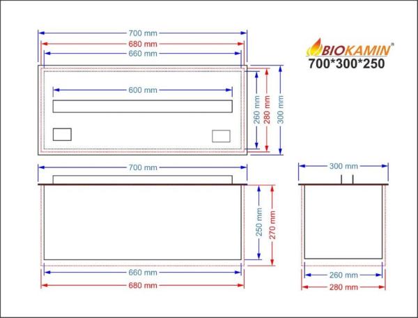 3D atomizing water fireplace, flame imitation, width 700mm, depth 300mm1 colour