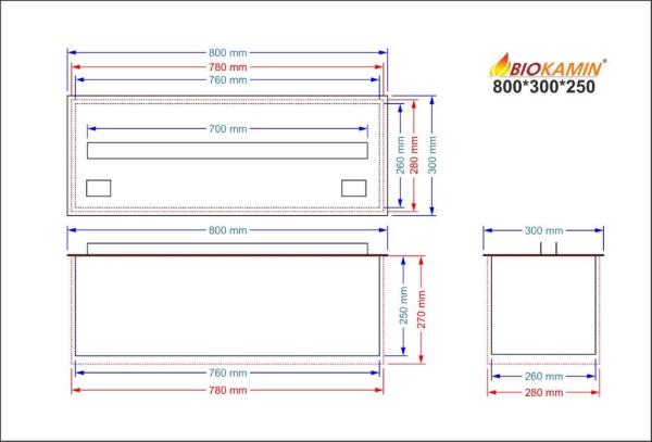 3D atomizing water fireplace, flame imitation, width 800 mm, depth 300 mm 1 colour