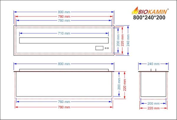 Parný krb 800 3D hĺbka 240 mm 1 farba Základný model 1