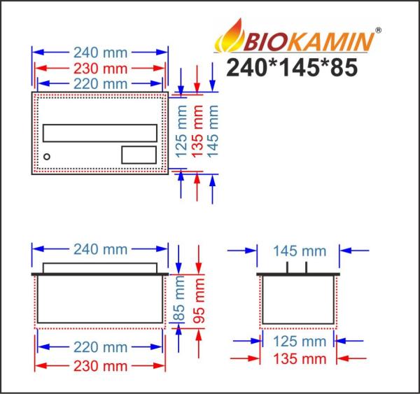 Parný krb 240 3D hĺbka 145mm 1 farba Základný model 1